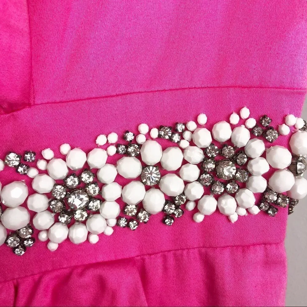 LILLY PULITZER | Crystal Dress in Hotty Pink Embellished Strapless Women’s 14 - Picture 5 of 12